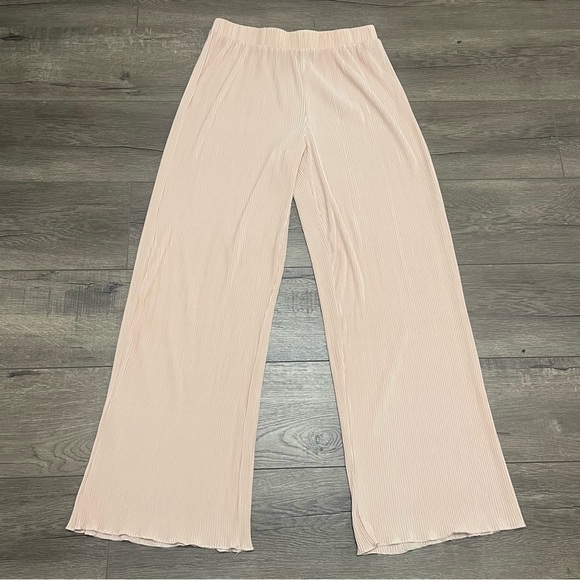 Joie Women's Pleated Satin Pink High Rise Pants Pull On Stretch Waist Sz Small - Picture 1 of 8